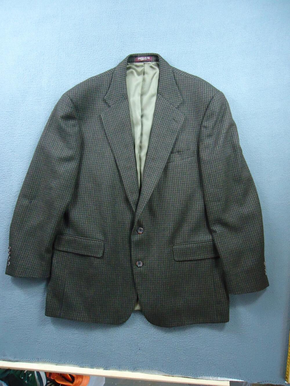 Vintage Evan Picone Blazer Mens Large Wool Brown Black Micro Houndstooth USA 90s